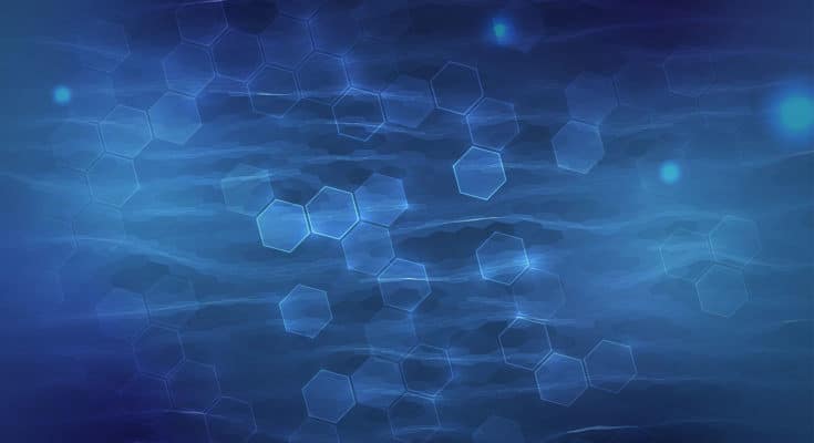 Futuristic background. Hexagon pattern. Tech shape. Chemistry ba
